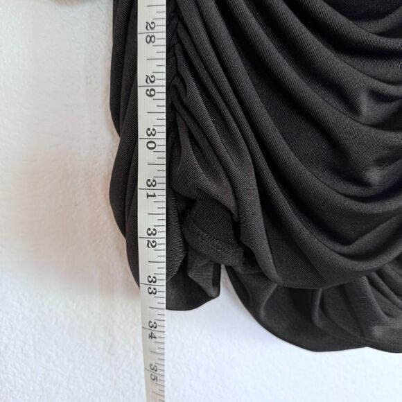 Aliette Black Ruched One Shoulder Asymmetrical Bodycon Sheath Dress -Altered- 6 - Picture 13 of 16